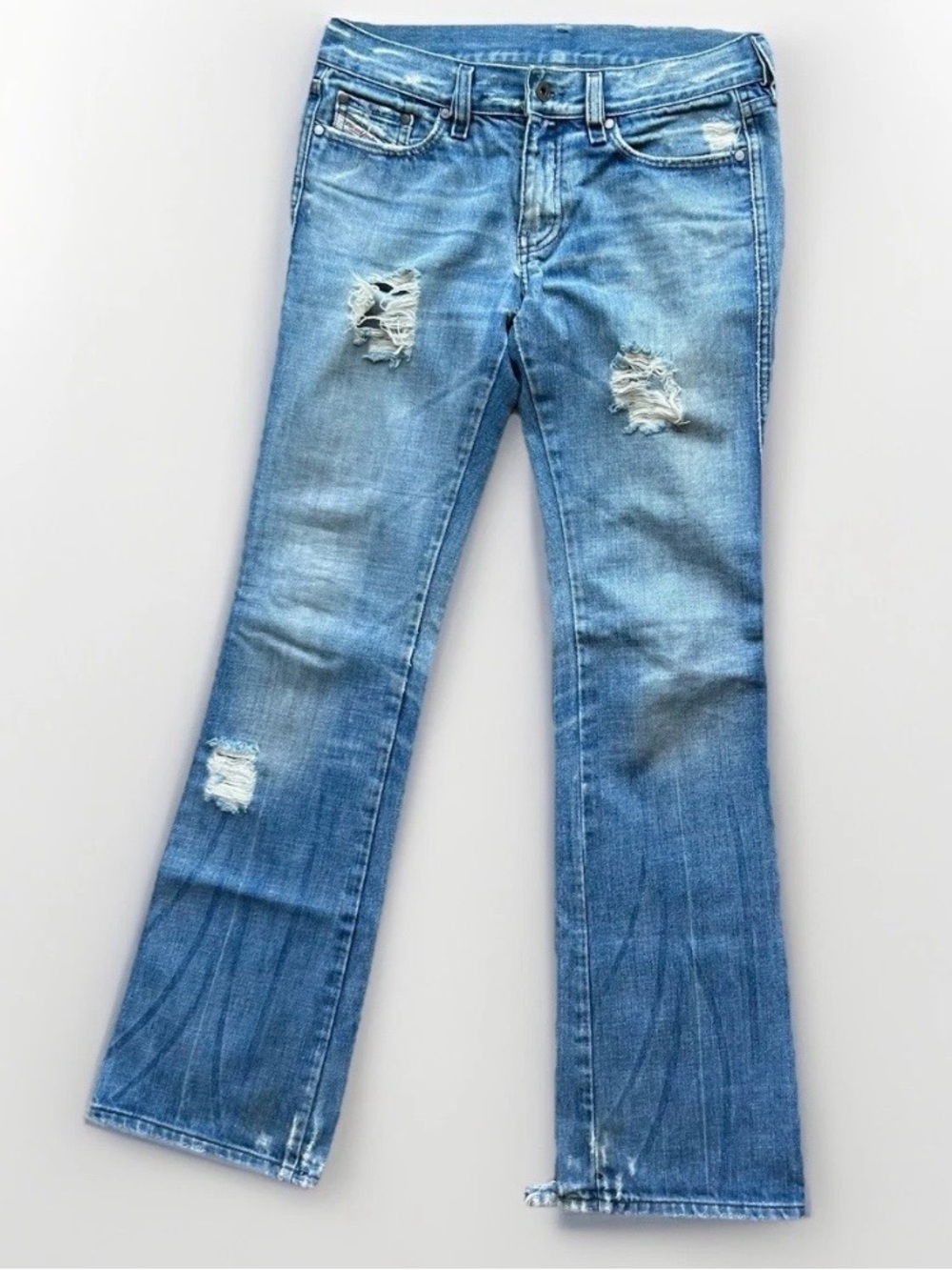 Diesel Distressed Bootcut Jeans - Blue Denim - Women's - Vintage -
Size 27